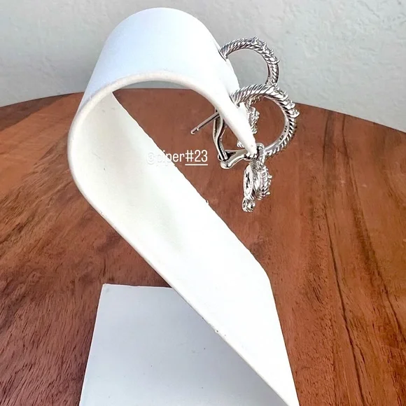 Judith Ripka Diamonique Hoop Earrings with removable Charm - Picture 8 of 10